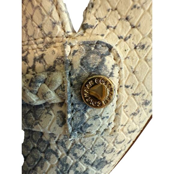 NWOT Cole Haan Pointed Toe Snake Leather Cream/Gray Flats 8B - Picture 8 of 8